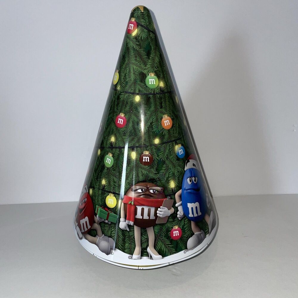 M&M's Christmas Tree Musical Rotating Tin 2017 - Plays "Deck The Halls" - Works!